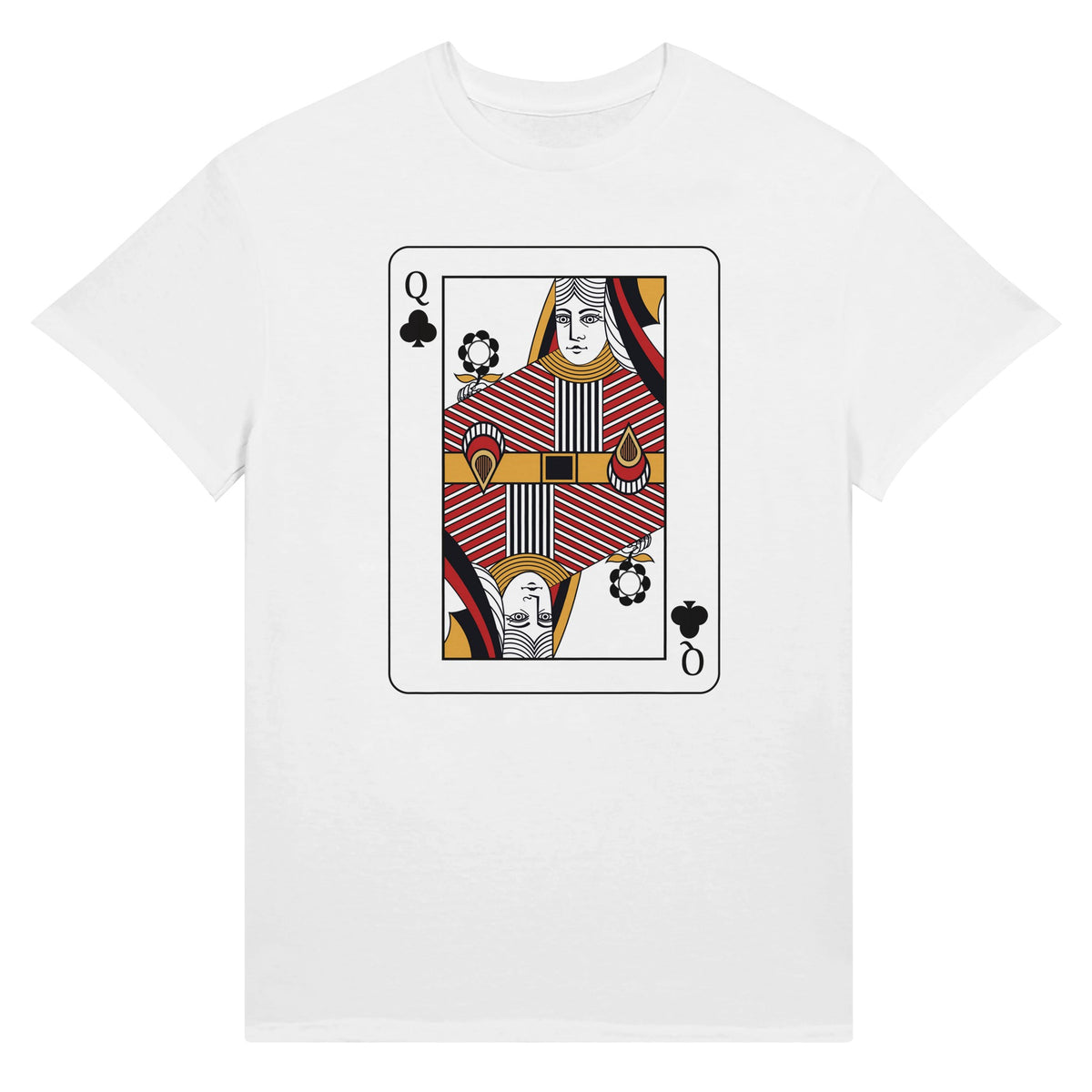 Playing Cards- Q- Ultra Cotton Unisex Crewneck T-shirt - White 2XL Clubs - Print Material