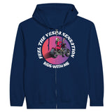 Feel the Freedom - Vespa Adventures Await With Zip Hoodie - Navy - Hoodies