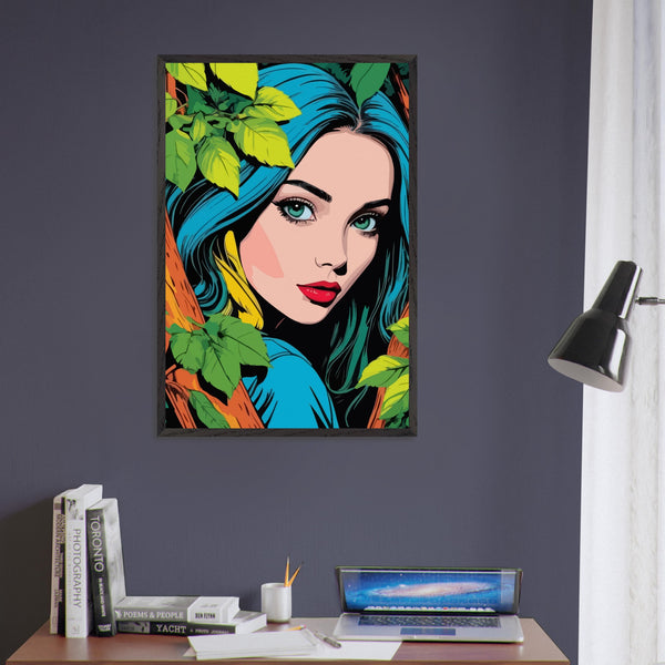 Premium Nature's Elegance - The Blue-Haired Muse - - Wooden Framed Posters