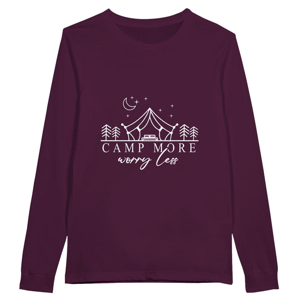 Outdoor Zen - Camp More, Worry Less - Maroon - Sweatshirt