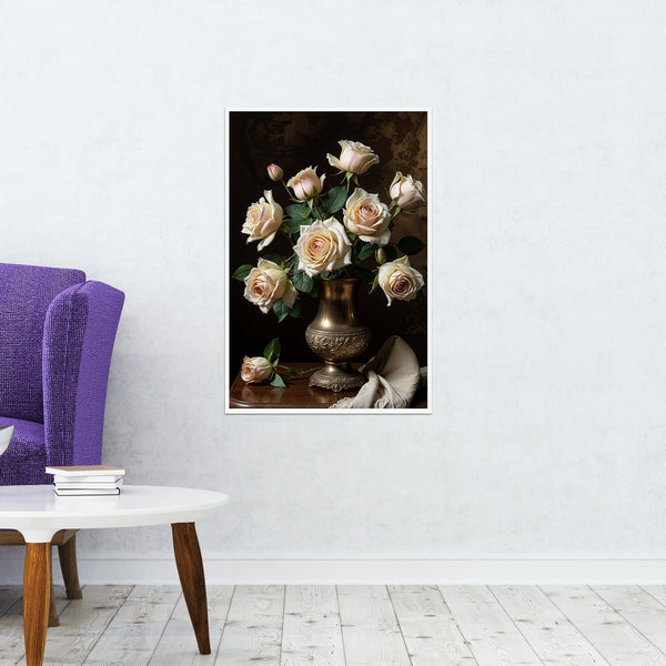 Romantic Beauty - Rose Still Life - - Framed Posters