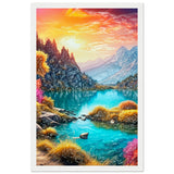 Mountain Serenity - Tranquil Landscape Art - 28x43 cm XL (11x17″) White frame - Wooden Framed Poster