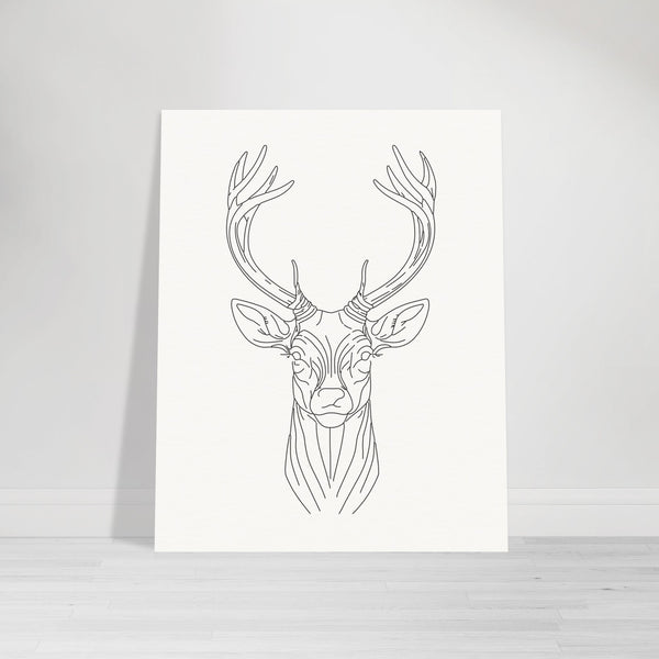 Majestic Stag - Fine Line Elegance - 40x50 cm 16x20″ - Posters