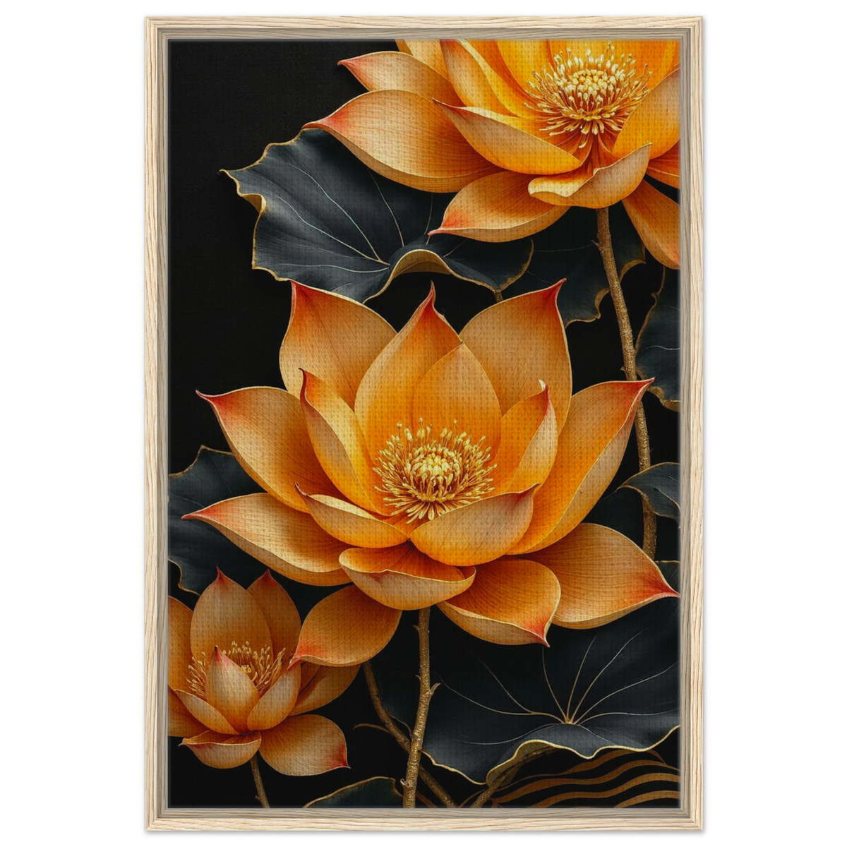 Golden Bloom Framed Canvas – A Memorable Gift - - Canvas