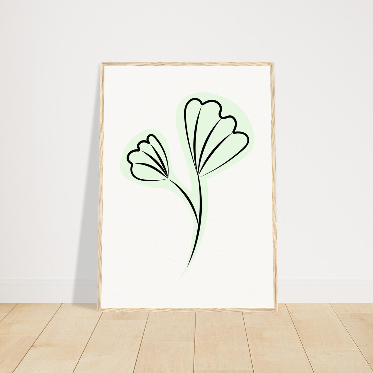 Elegant Floral Essence - Wooden Framed Art - 50x70 cm 20x28″ Wood frame - Wooden Framed Posters