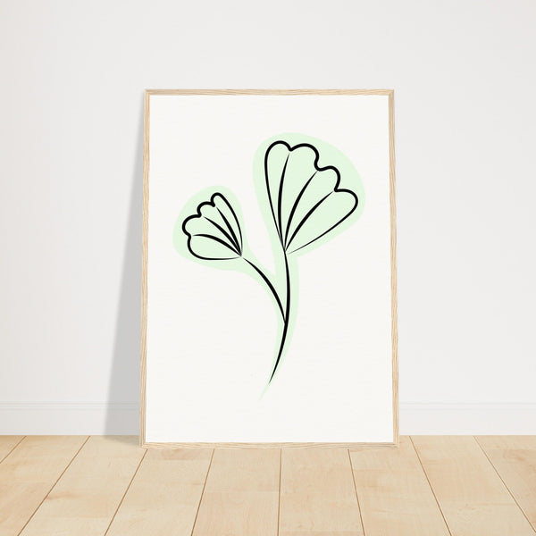 Elegant Floral Essence - Wooden Framed Art - 50x70 cm 20x28″ Wood frame - Wooden Framed Posters