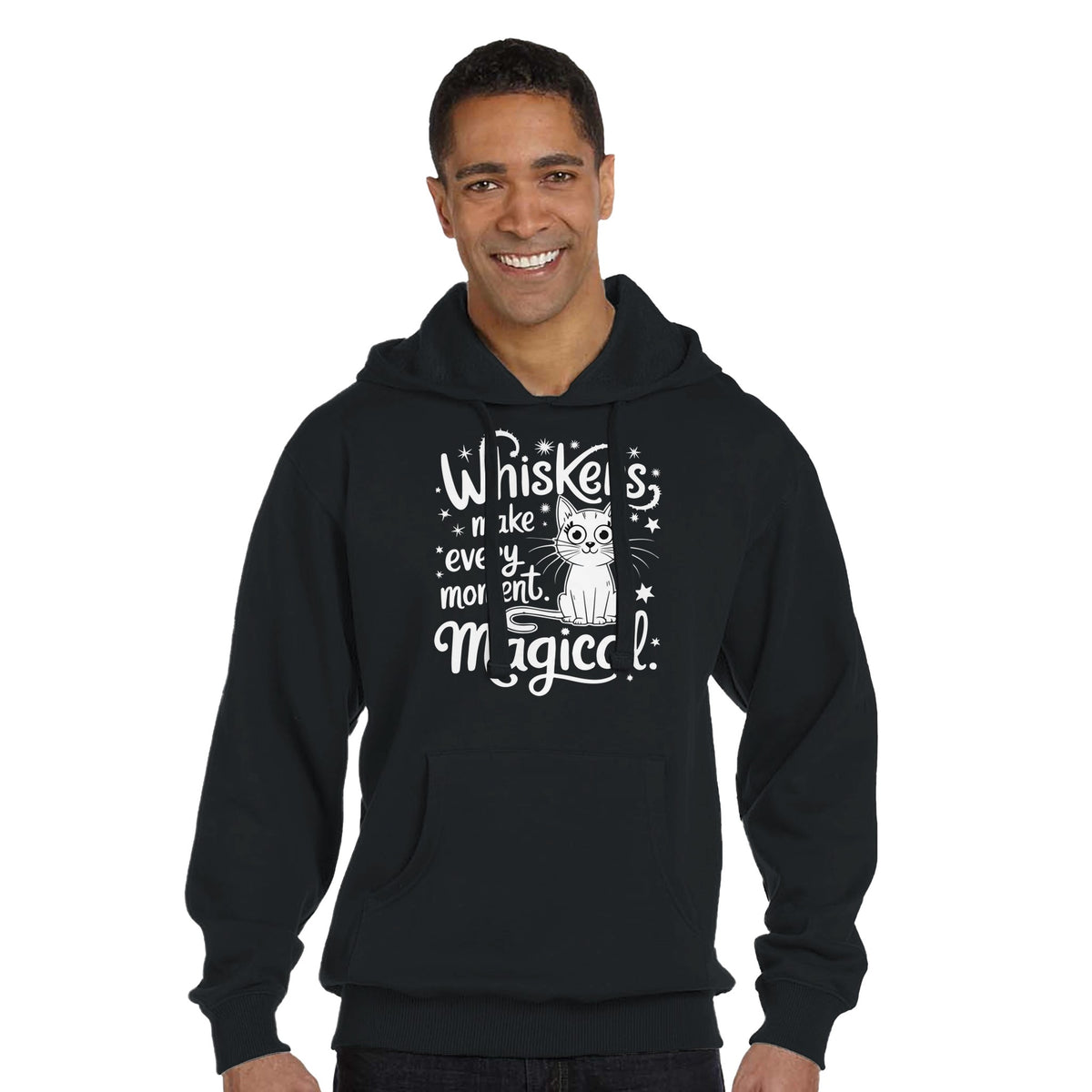 Whiskers and Wonder – A Hoodie for Feline Fans - Black - Hoodies