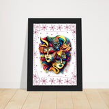 Colorful Mask Trio - Luxury Framed Print - - Wooden Framed Posters