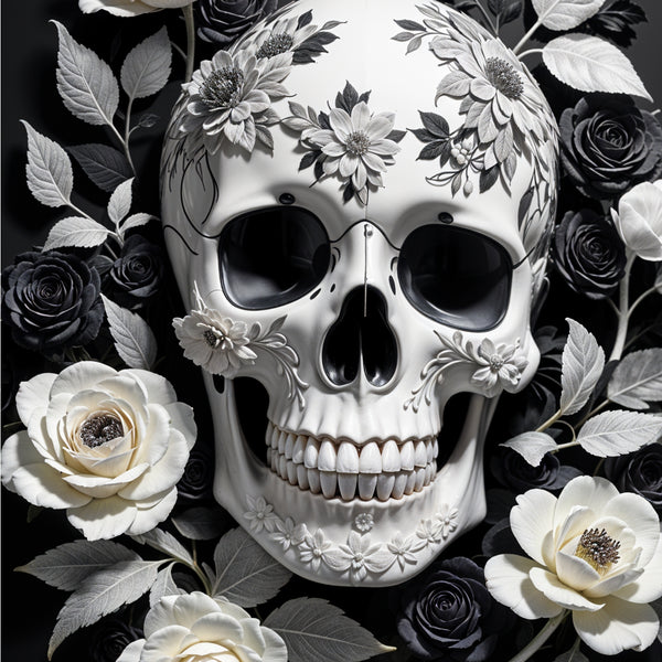 Beauty in Mortality - Floral Skull Art - 20x30 - Framed Posters