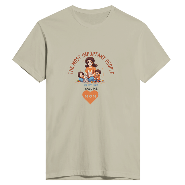 Love's Embrace - The Most Important People Call Me MOM Tee - Sand - Print Material