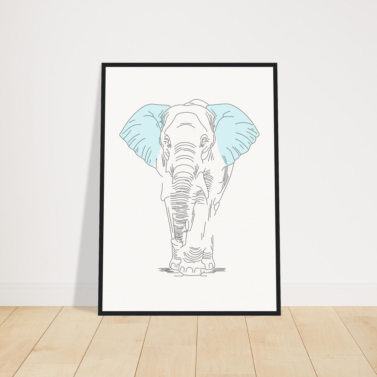 Sublime Serenity - Elephant in Pastel - 50x70 cm 20x28″ Black frame - Wooden Framed Posters