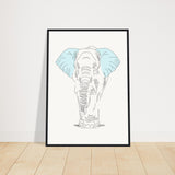 Sublime Serenity - Elephant in Pastel - 50x70 cm 20x28″ Black frame - Wooden Framed Posters