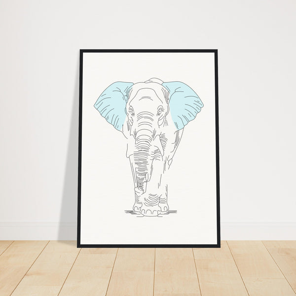 Sublime Serenity - Elephant in Pastel - 50x70 cm 20x28″ Black frame - Wooden Framed Posters