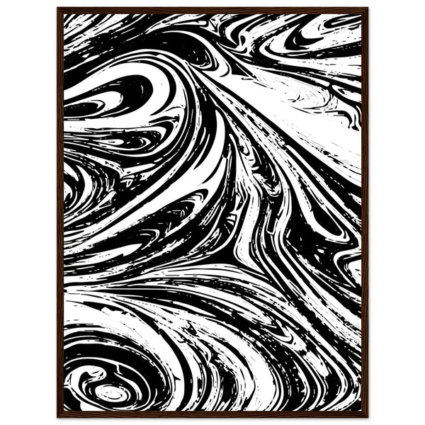 Black & White Swirl - Premium Matte Framed Poster - 60x80 cm 24x32″ Dark wood frame - Metal Framed Posters