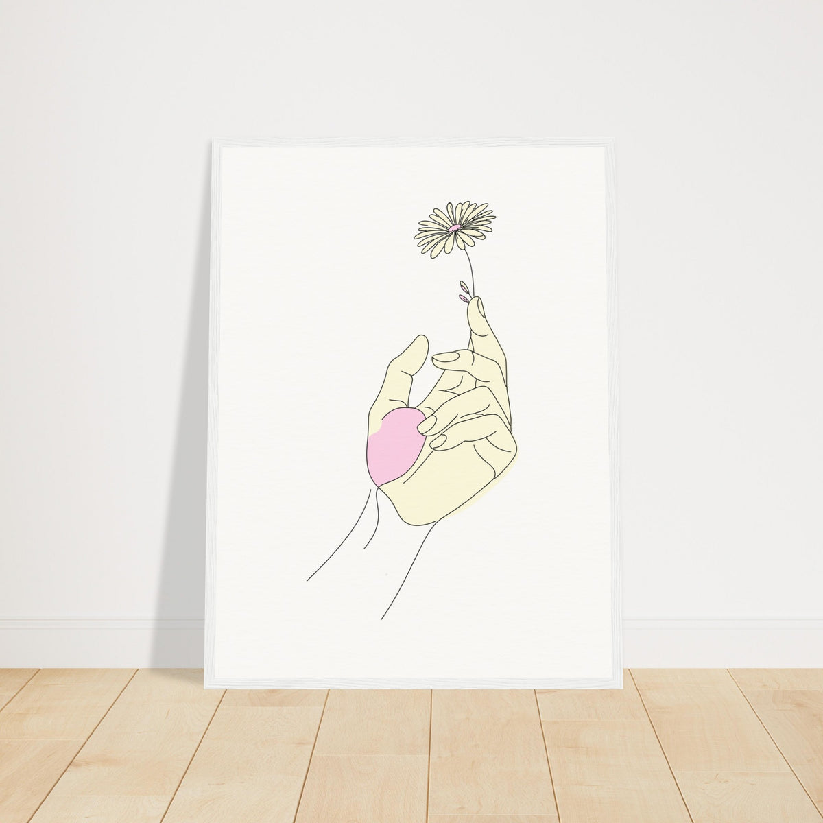 Artistic Grace - Hand & Flower Poster in Pine Wood Frame - 45x60 cm 18x24″ White frame - Wooden Framed Posters