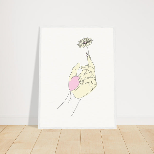 Artistic Grace - Hand & Flower Poster in Pine Wood Frame - 45x60 cm 18x24″ White frame - Wooden Framed Posters