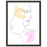 Mirrored Elegance - Artistic Line Faces in Gentle Tones - 30x40 cm 12x16″ - Metal Framed Posters