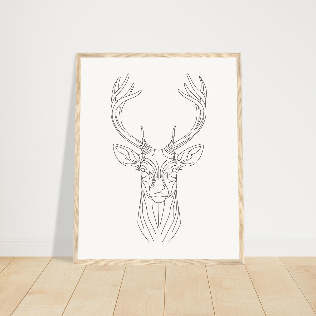 Nature's Grace - Deer Illustration - 40x50 cm 16x20″ Wood frame - Wooden Framed Posters