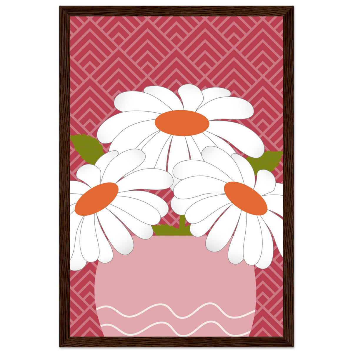 Daisy Dreamscape - Luxurious Wall Art - 30x45 cm 12x18″ Dark wood frame - Wooden Framed Posters