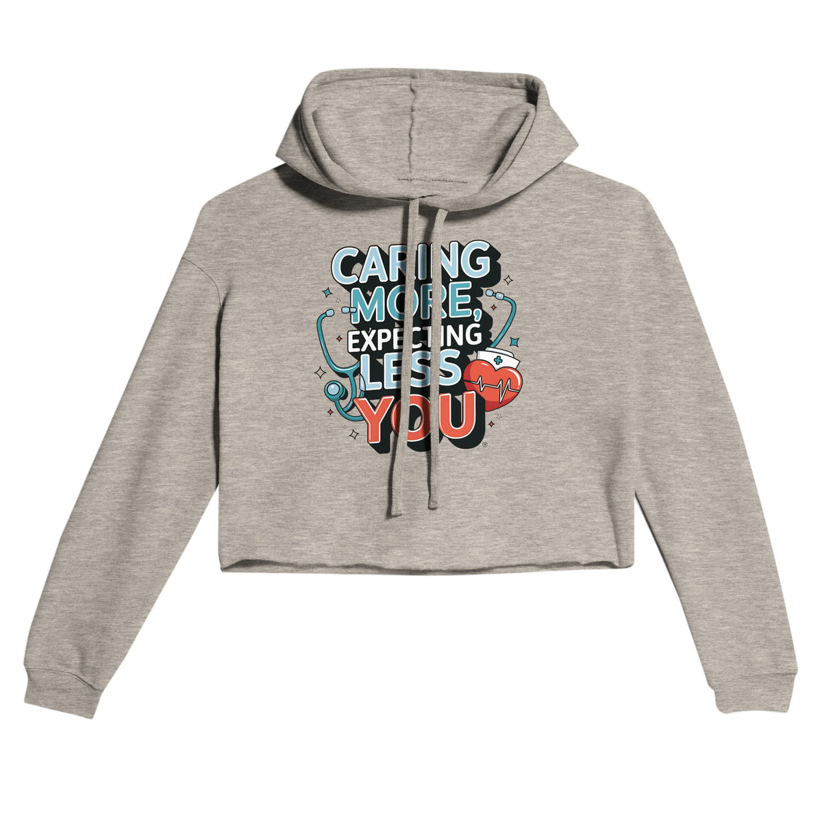 For the Nurse Who Cares Selflessly - Cropped Hoodie - Heather Dust - Hoodies