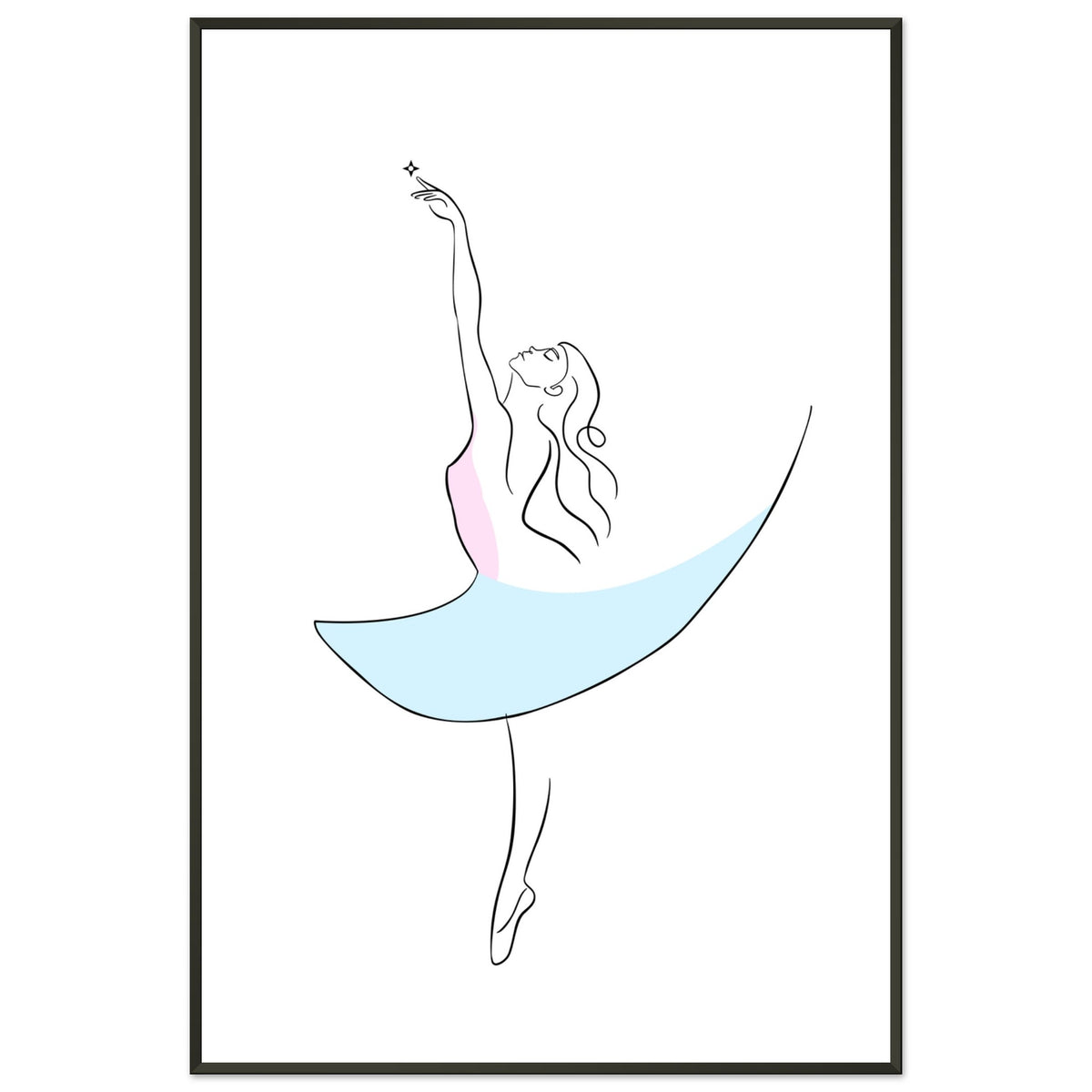 Graceful Dance - Minimalist Ballerina - 60x90 cm 24x36″ - Metal Framed Posters