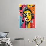 Fragmented Muse - Eclectic Portrait Framed Art - 60x90 cm 24x36″ White frame - Wooden Framed Posters