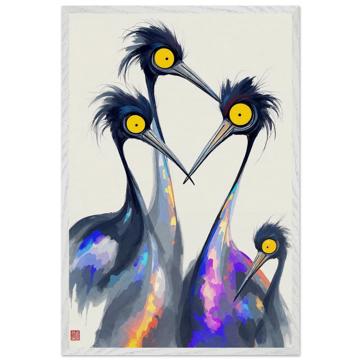 Gift Colorful Emotions – Framed Rainbow Crane Poster - - Wooden Framed Posters