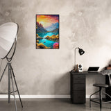 Mountain Serenity - Tranquil Landscape Art - - Wooden Framed Poster