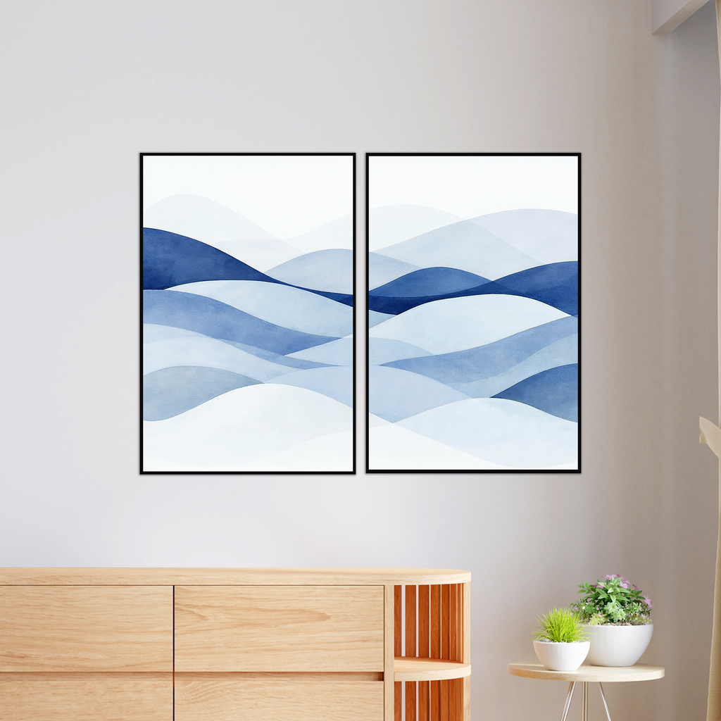 Serene Horizon Flow – Metal Framed Poster - - Metal Framed Posters