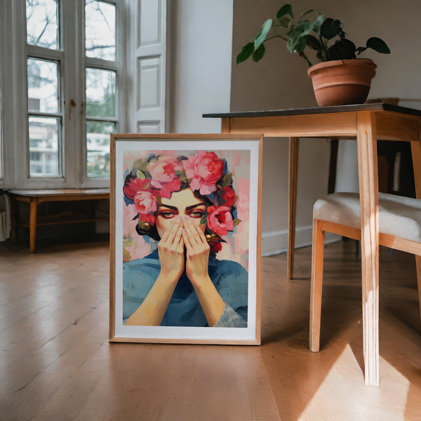Hidden Emotions - Floral Expressions - - Wooden Framed Posters