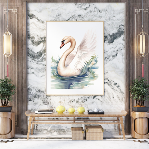 Image of Graceful Serenity - Elegant Swan Art