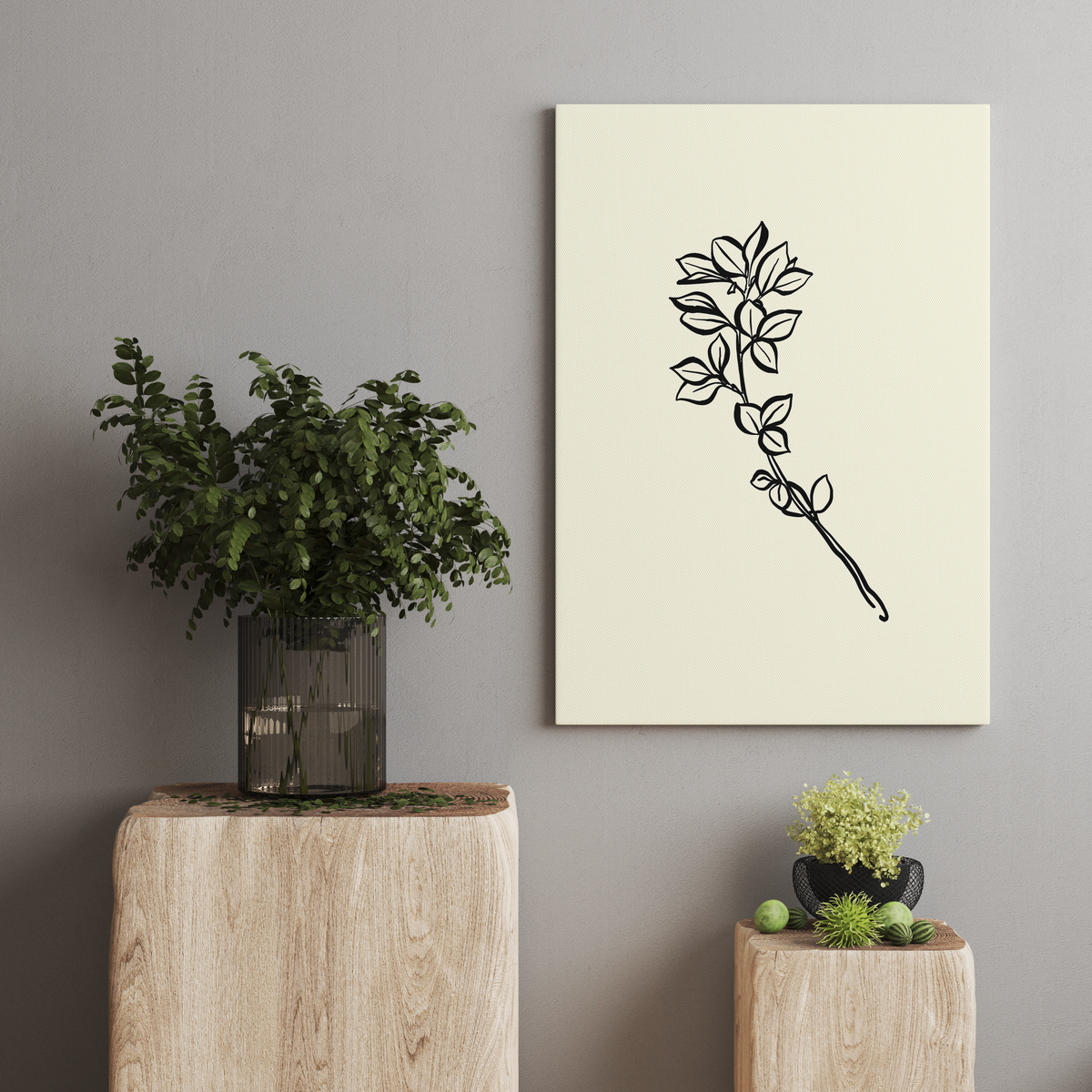 Serene Flora - Minimalist Plant Canvas Design - - Canvas