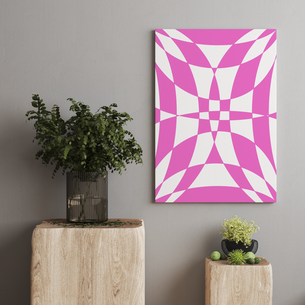 Bold Illusions - Pink Geometric Canvas Print - - Canvas