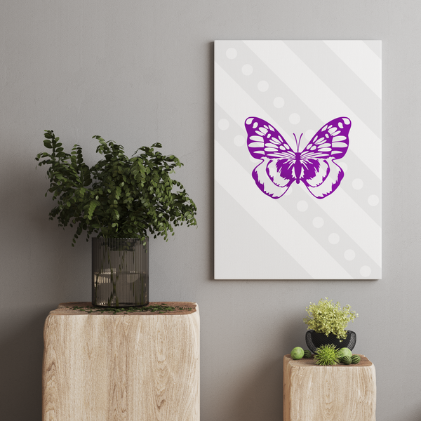 Fluttering Elegance - Purple Butterfly Canvas Art - - Canvas