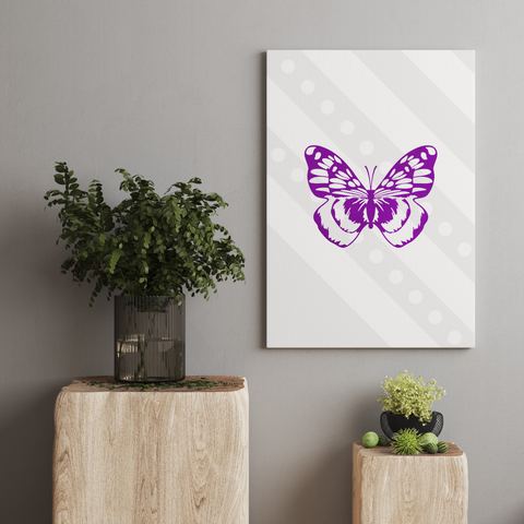 Image of Fluttering Elegance - Purple Butterfly Canvas Art