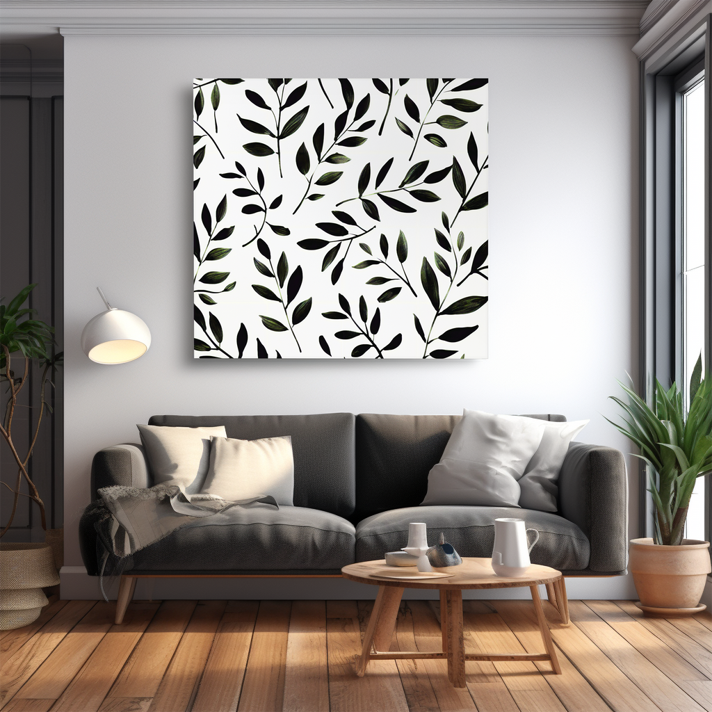 Modern Botanical Bliss - Monochrome Leaf Pattern - - Posters