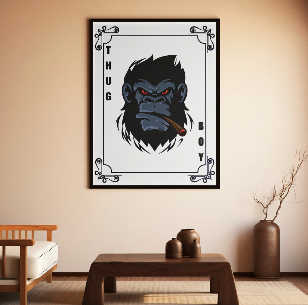 Bold Gorilla Vibes - Framed Thug Boy Poster - - Wooden Framed Posters