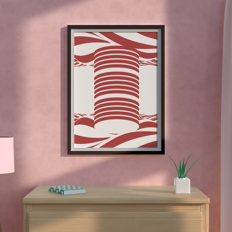 Image of Twist of Elegance - Striking Red & White Art