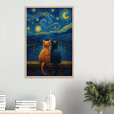 Wooden Framed Poster – Starry Cats Gift of Memory - Wood frame - Wooden Framed Posters
