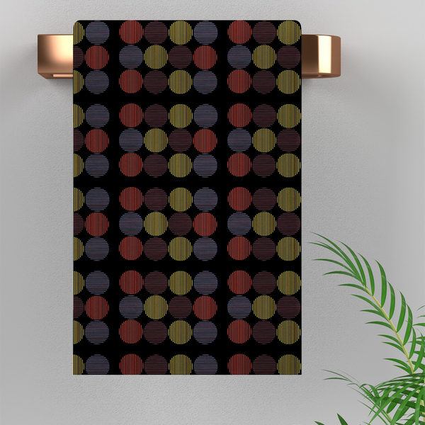 Retro Rhythm - The Striped Circle Hand Towel - - Towels