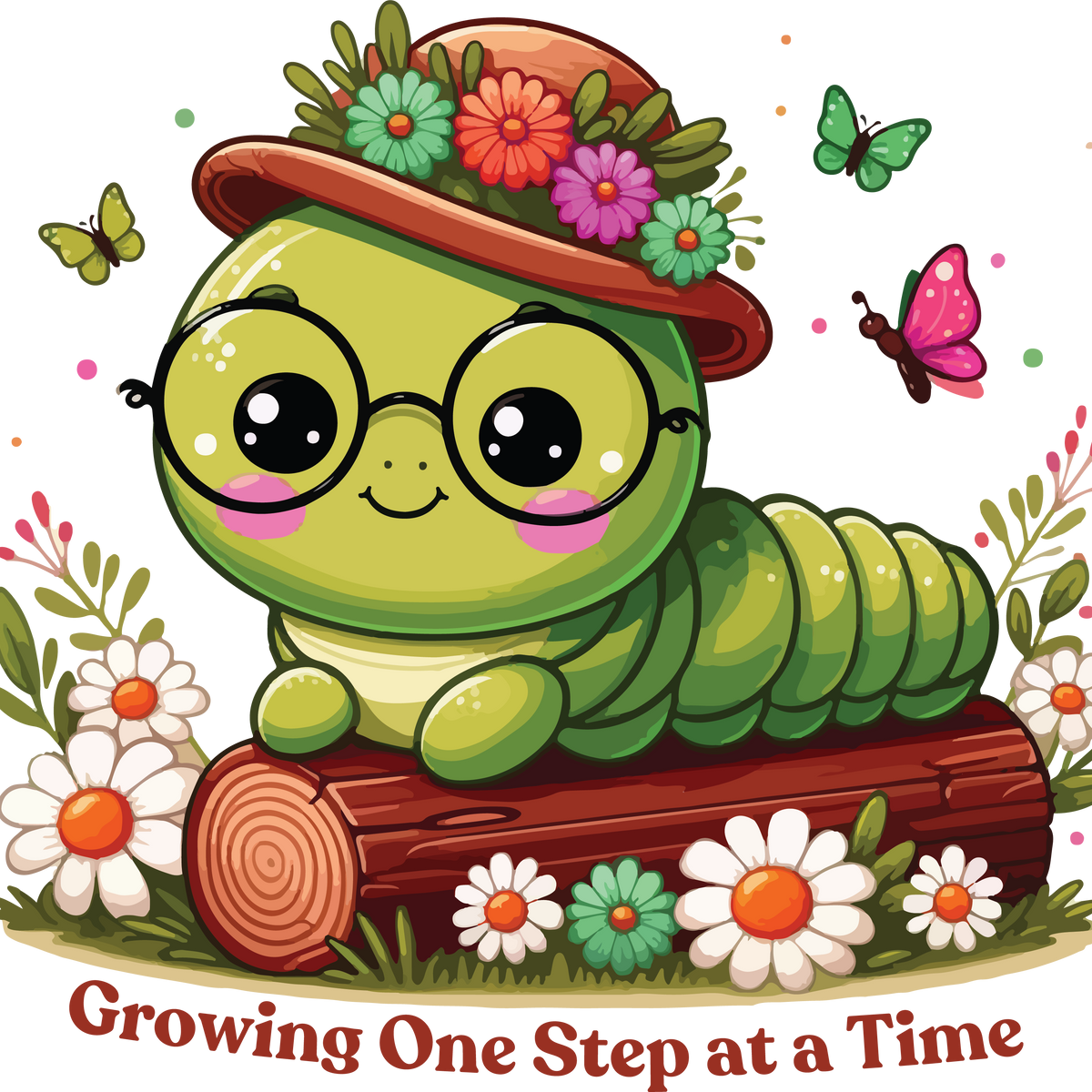 Caterpillar Chronicles - Grow with Every Step - - T-shirts