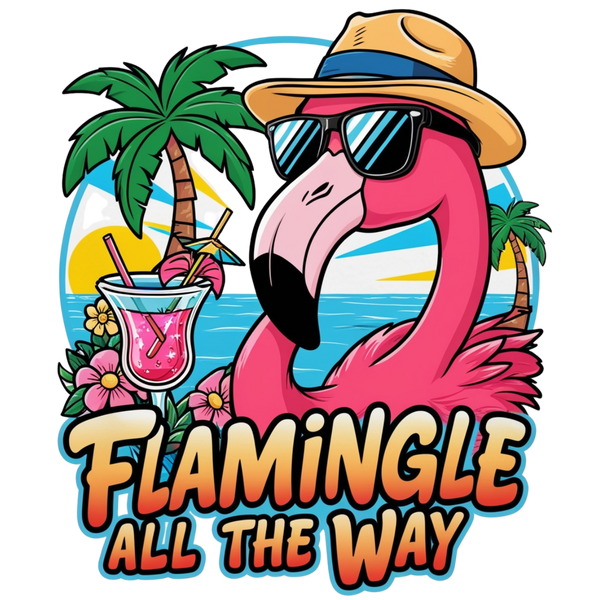 Summer Vibes - Sunglasses Flamingo Can Sleeve - - Can Cooler