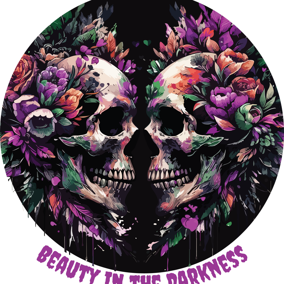 Beauty in the Darkness - A Floral Skull Masterpiece - - T-shirts