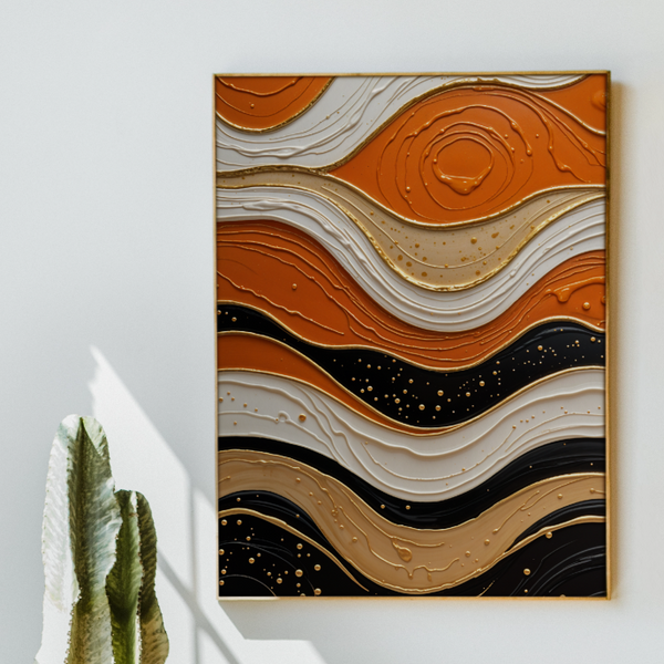 Desert Waves - A Symphony in Earth Tones - - Canvas