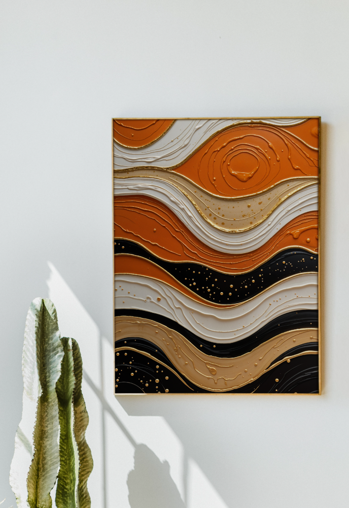 Desert Waves - A Symphony in Earth Tones - - Canvas