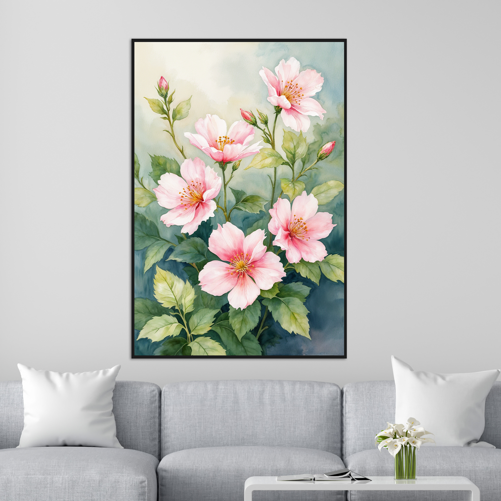 Soft Serenity - A Peaceful Floral Print - - Framed Posters