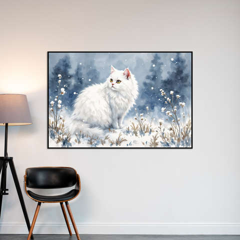 Image of Winter Elegance - Snowy Cat Portrait
