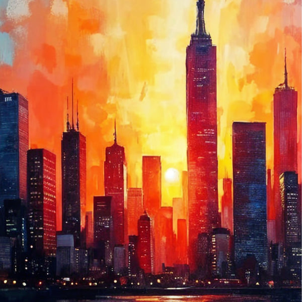 Radiant Cityscape at Dusk - - Framed Posters