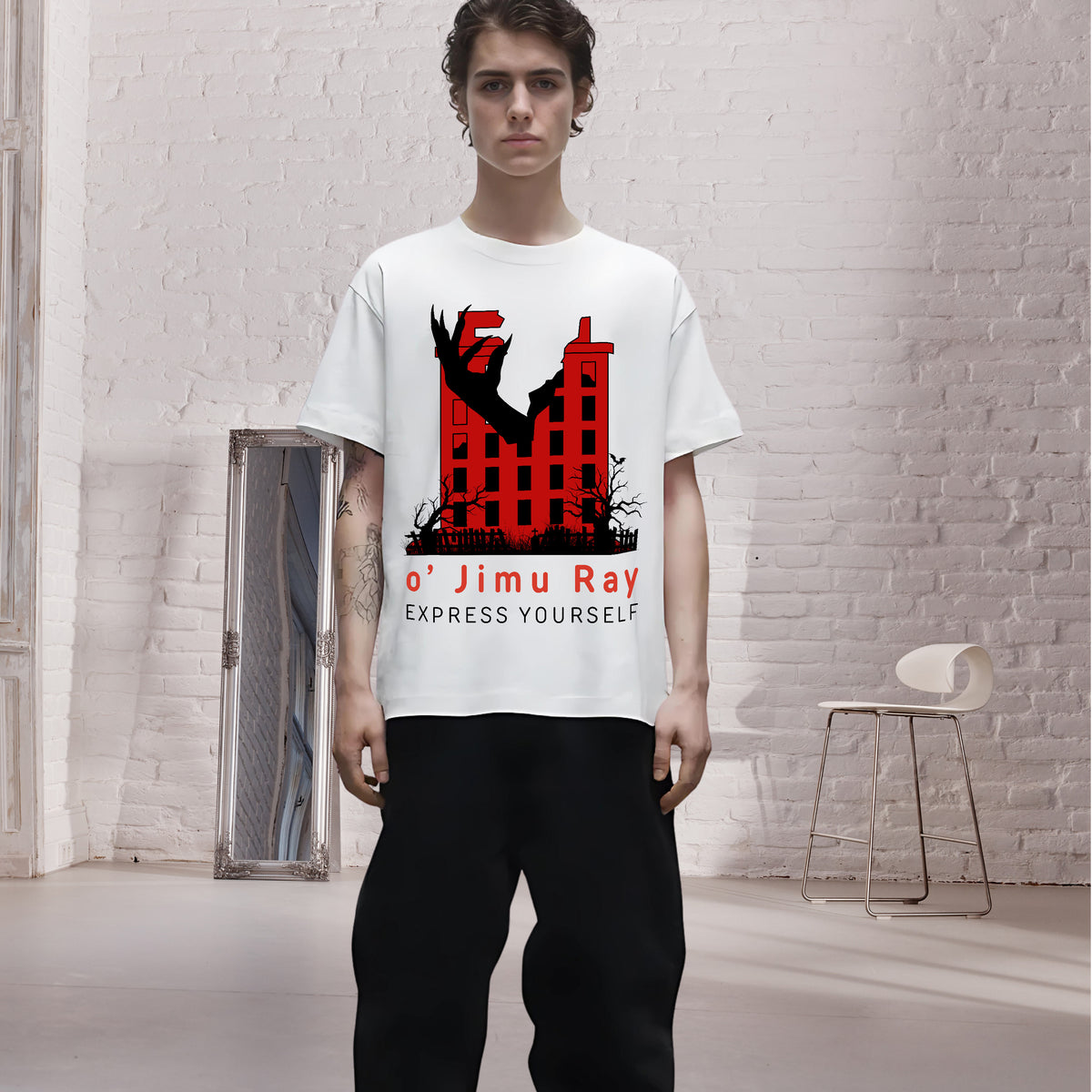 Ghostly City-scape Tee - Stand Out - - T-shirts