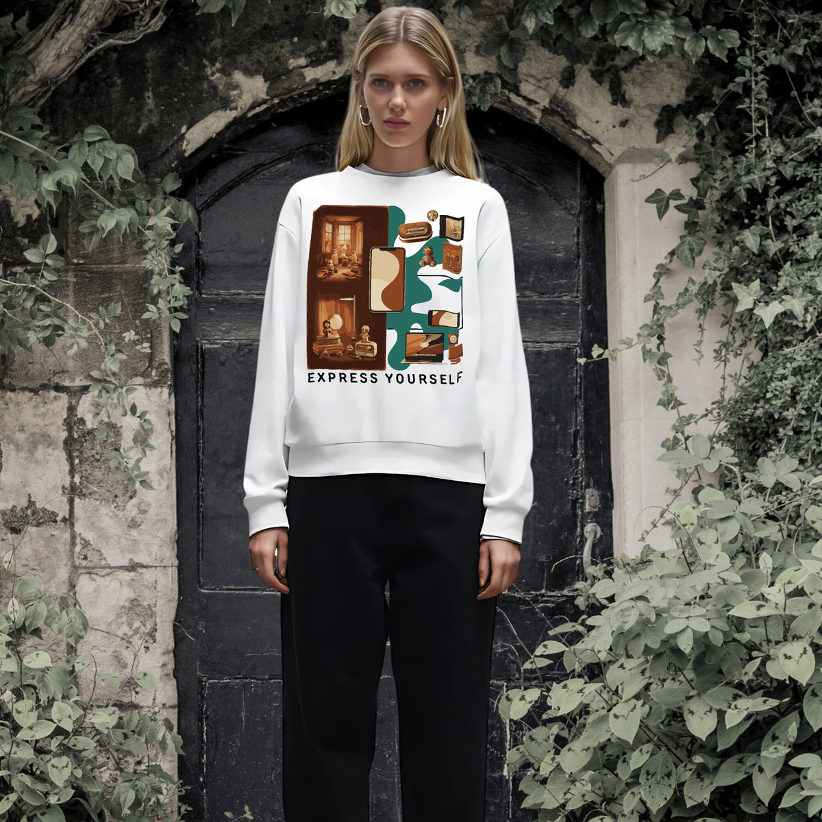 Nostalgic Collage - Past Meets Present - - Sweatshirts